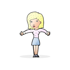 cartoon woman shrugging shoulders