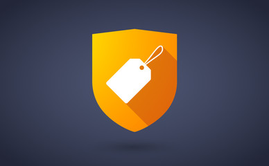 Long shadow shield icon with  a label