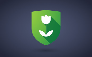 Long shadow shield icon with  a tulip