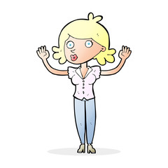 cartoon woman surrendering