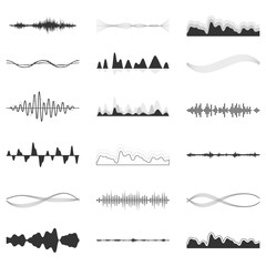 The equalizer, equalizer set,  icon set, vector set of waves, vector icons set waves, musical wave, sound waves, audio wave icon set, Audio equalizer technology, pulse musical , pulse musical set.