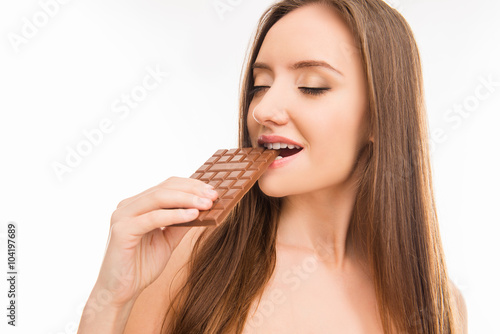 &quot;sexy cute girl licking her finger with <b>milk chocolate</b>&quot; Stock photo and ... - 500_F_104197689_VrR0yoE5qUqqy5U6sZXypDQLlxiI5KGQ