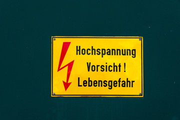 Schild Hochspannung