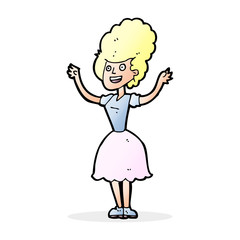cartoon happy 1950's woman
