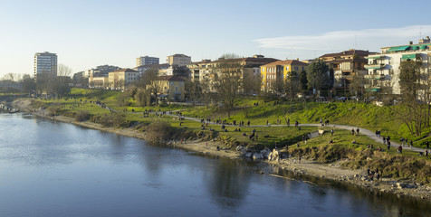 Fototapeta na wymiar Pavia, the Ticino river shores. Color image