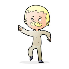 cartoon man with mustache pointing