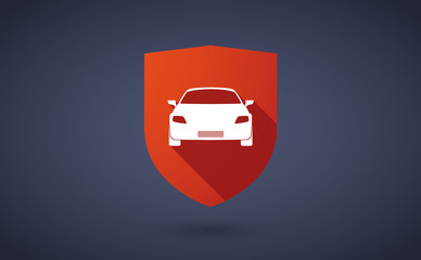 Long shadow shield icon with  a car