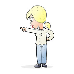 cartoon enthusiastic woman pointing