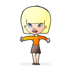 cartoon woman giving thumbs up symbol