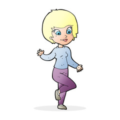 cartoon woman waving