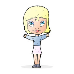 cartoon woman with open arms