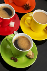 cup of coffee on black