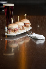 mini pulled pork sliders and beer