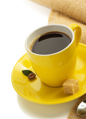 cup of coffee on white