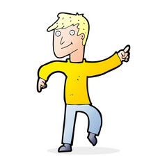 cartoon happy man pointing