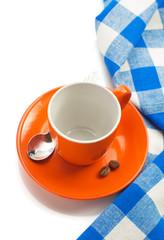 empty cup of coffee on white