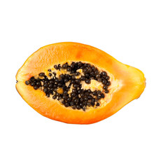 Ripe papaya (pawpaw, papaw) isolated on white background