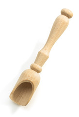 wooden spice scoop on white