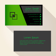 simple black and green business card design eps10