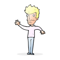 Fototapeta premium cartoon worried man reaching out