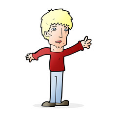 cartoon worried man reaching out