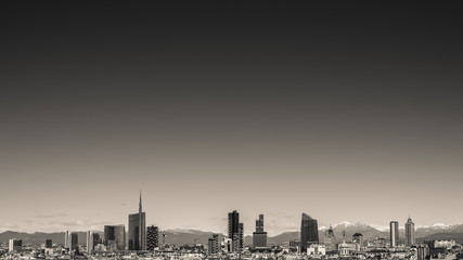 the sky over the city - Milan Italy - black and white photo