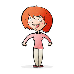cartoon excited woman