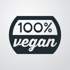 Icono plano 100% vegan sobre fondo degradado