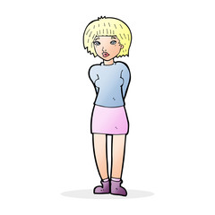 cartoon shy woman
