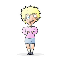cartoon excited woman