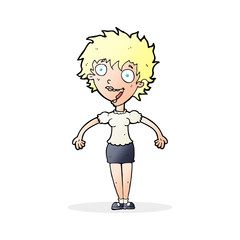 cartoon excited woman