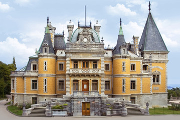Russia, Crimea,  Massandra Palace. The palace was built in the style of a castle with gothic elements. near Yalta.