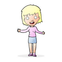 cartoon excited woman