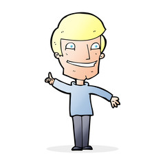 cartoon grinning man with idea
