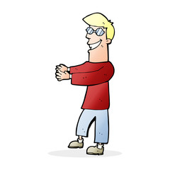 cartoon grinning man wearing glasses