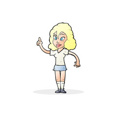 cartoon pretty woman with idea