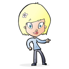 cartoon pretty woman pointing