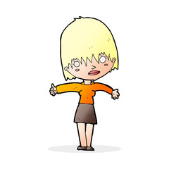 cartoon curious woman