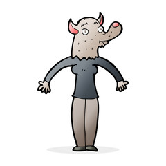 cartoon friendly werewolf woman