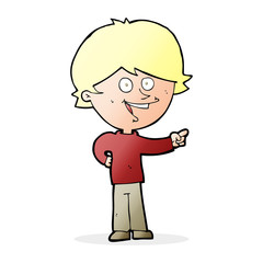 cartoon boy laughing and pointing