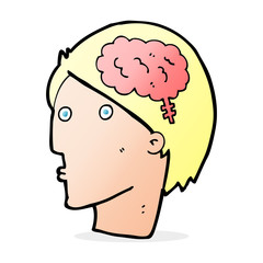 cartoon man with brain symbol