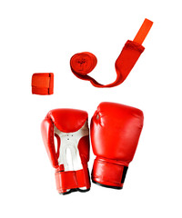 Boxing glove with bandages isolated on a white background