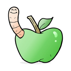cartoon apple with worm