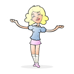 cartoon woman taking praise