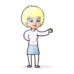 cartoon welcoming woman