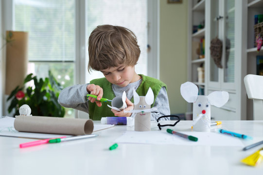 Little boy being creative