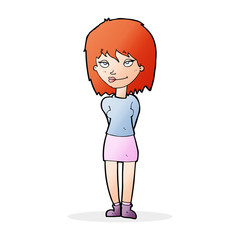 cartoon happy woman