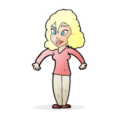 cartoon woman shrugging shoulders