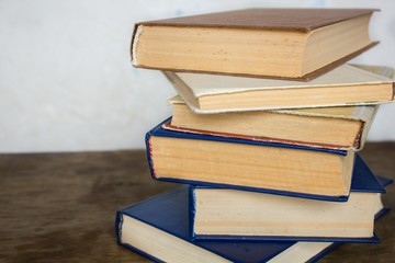 Stack of old big books 