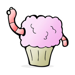cartoon worm in cupcake